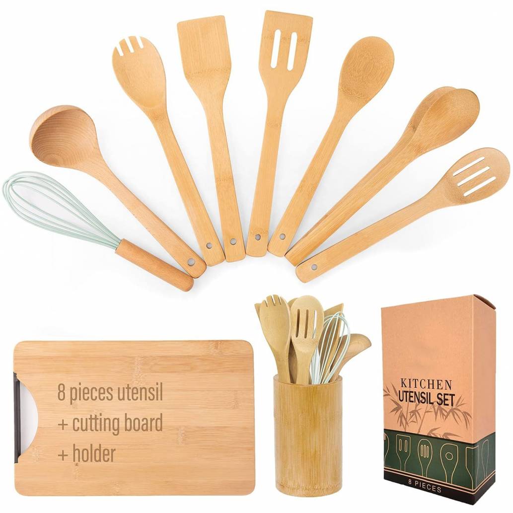 Wholesale Wooden Kitchen Accessories Wood Kitchen Cooking Tools Cooking Utensils Set Bamboo Kitchen Utensils Set